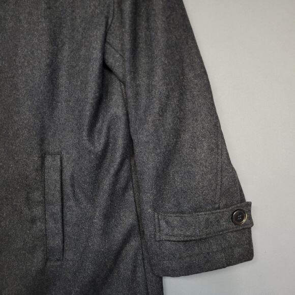 Carbon Coat Mens XL Charcoal Gray Wool Blend Car Coat Button Front Lined Pockets - Picture 4 of 11